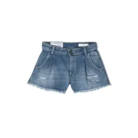 dondup kids short en jean à patch logo - bleu