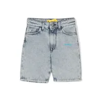 off-white kids short en jean rayé diag à logo imprimé - bleu