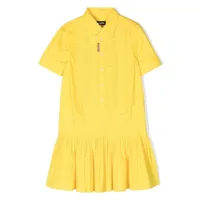 dsquared2 kids robe-chemise plissée à boutonnière - jaune