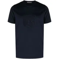 corneliani t-shirt en coton à logo brodé - bleu