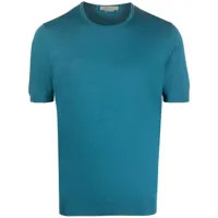 corneliani t-shirt en soie mélangée à manches courtes - bleu