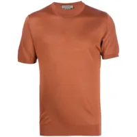corneliani t-shirt en soie à manches courtes - marron