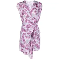 iro robe courte asymétrique à fronces - violet