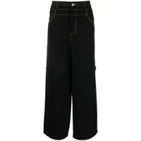 feng chen wang pantalon ample à taille basse - noir