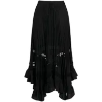 claudie pierlot jupe plissée à ourlet asymétrique - noir