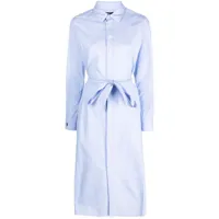 polo ralph lauren robe-chemise en popeline à taille ceinturée - bleu