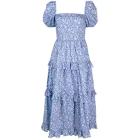 polo ralph lauren robe longue à fleurs - bleu