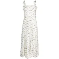 polo ralph lauren robe longue plissée à fleurs - blanc