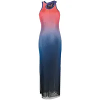 ottolinger robe longue en résille à effet dégradé - bleu