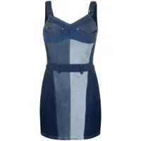 marine serre robe courte regenerated à design patchwork - bleu