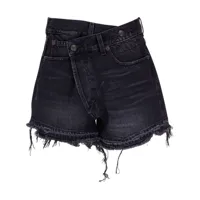 r13 short en jean à coupe asymétrique - noir