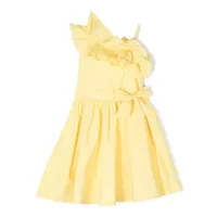 msgm kids robe évasée à volants - jaune