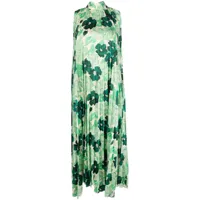 plan c robe longue plissée à fleurs - vert