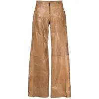 knwls pantalon en cuir à coupe évasée - marron