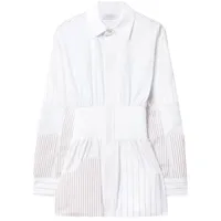 off-white robe-chemise motorcycle à manches longues - blanc