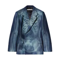 off-white blazer en jean body scan à boutonnière croisée - bleu