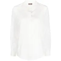peserico chemise en soie ornée de plumes à sequins - blanc