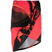 louisa ballou minijupe drapée à imprimé coastline red queen - noir