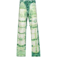 nahmias pantalon en velours côtelé à imprimé tie-dye - vert