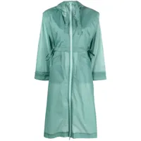 ganni manteau oversize zippé à capuche - vert