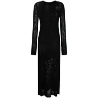 barrow robe longue en maille ajourée - noir