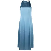 loulou studio robe mi-longue à fini satiné - bleu