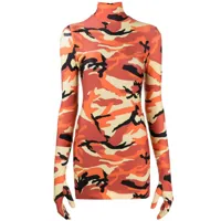 vetements robe courte à imprimé camouflage - orange