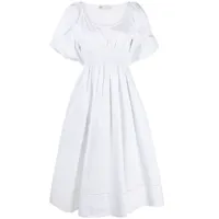 tory burch robe mi-longue à design plissé - blanc
