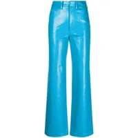rotate birger christensen pantalon droit à taille haute - bleu