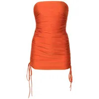 adriana degreas robe-bustier à design drapé - orange