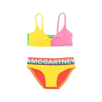 stella mccartney kids bikini colour block à bande logo - rose