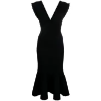 victoria beckham robe courte à bords festonnés - noir