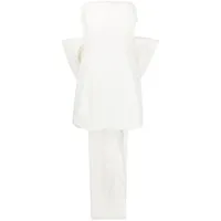 rotate robe courte sans bretelles à détail de nœud - blanc