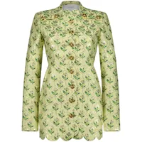 giambattista valli manteau à fleurs en jacquard - vert
