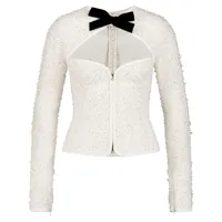 giambattista valli veste en tweed à découpes - blanc