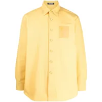 raf simons chemise en coton à patch logo - jaune