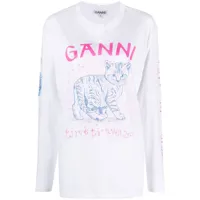 ganni t-shirt à coton biologique à imprimé blason - blanc