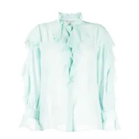 shiatzy chen chemise en soie à effet de transparence - bleu