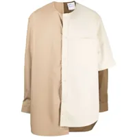 hed mayner chemise colour block à design asymétrique - marron