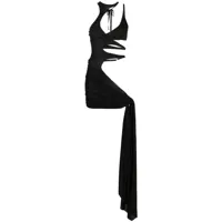 mugler robe drapée à design sans manches - noir