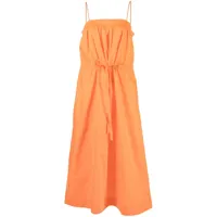 ganni robe mi-longue à fermeture nouée - orange