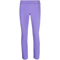 versace pre-owned legging taille-haute à plaque logo (années 2000) - violet