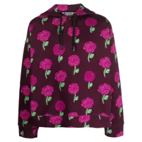 versace jeans couture hoodie imprimé en coton - rose