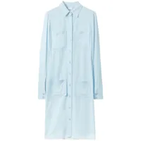 burberry robe-chemise bordée de dentelle - bleu
