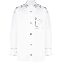 bluemarble chemise en coton à ornements strassés - blanc