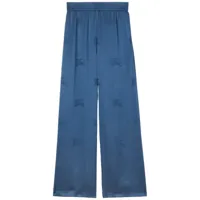 burberry pantalon ample à logo en jacquard - bleu