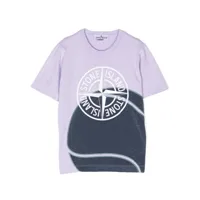 stone island junior t-shirt en coton à logo imprimé - violet