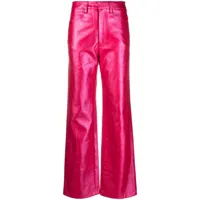 rotate birger christensen pantalon métallisé à logo embossé - rose