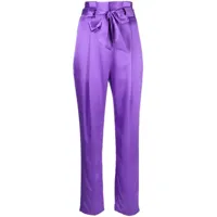 michelle mason pantalon en soie plissée à taille haute - violet