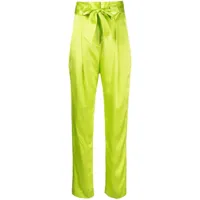 michelle mason pantalon en soie plissée à taille haute - vert